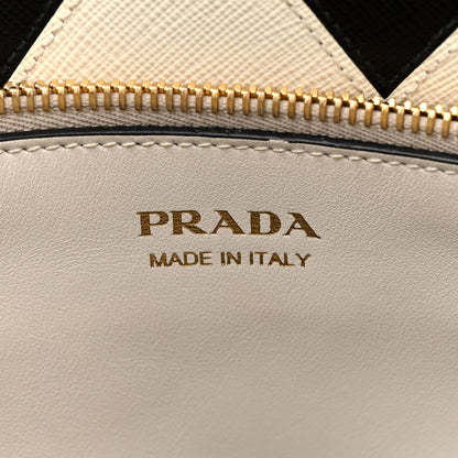 Prada Saffiano City Calfskin Greche Paradigme Bag White Black 7 of 20