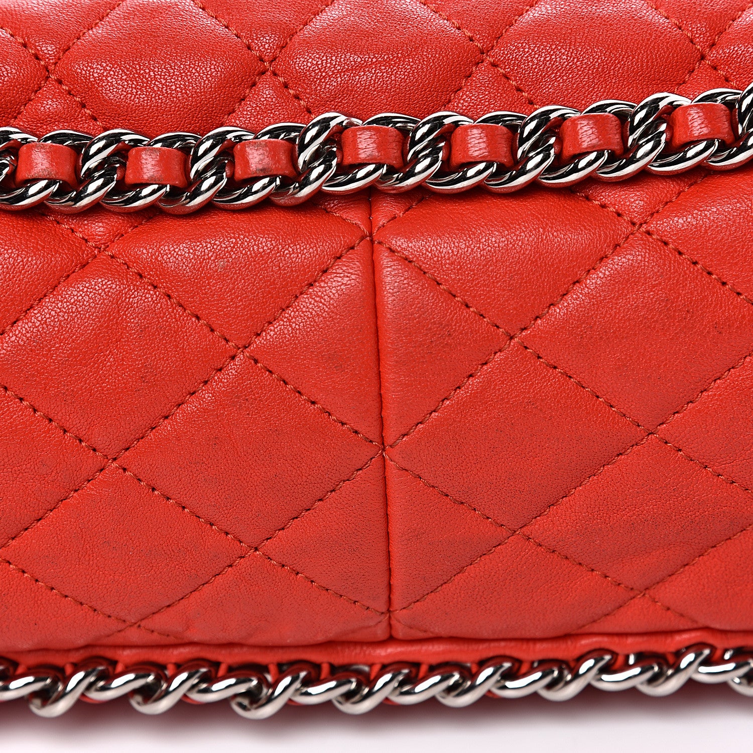 Chanel Washed Lambskin Quilted Maxi Chain Around Flap Red 10 of 16