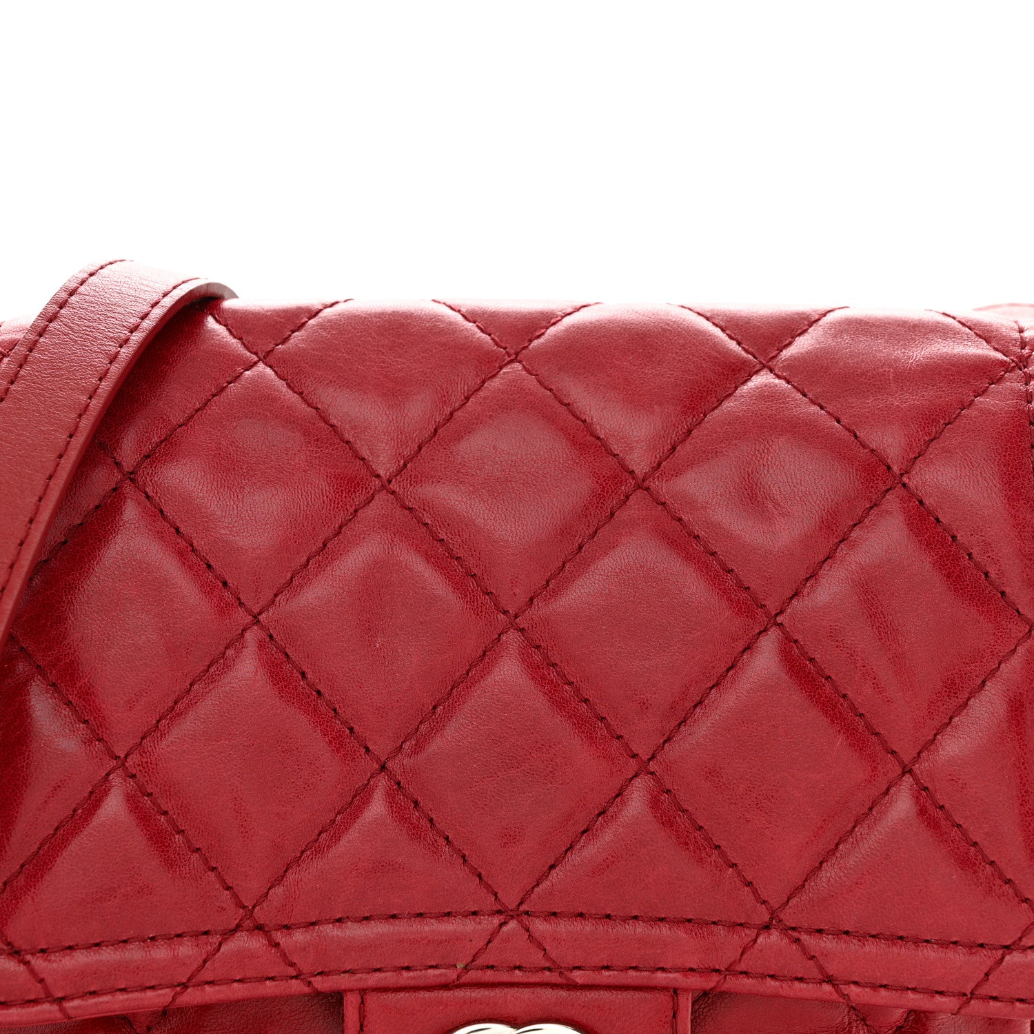Chanel Lambskin Quilted Messenger Bag Red 8 of 12