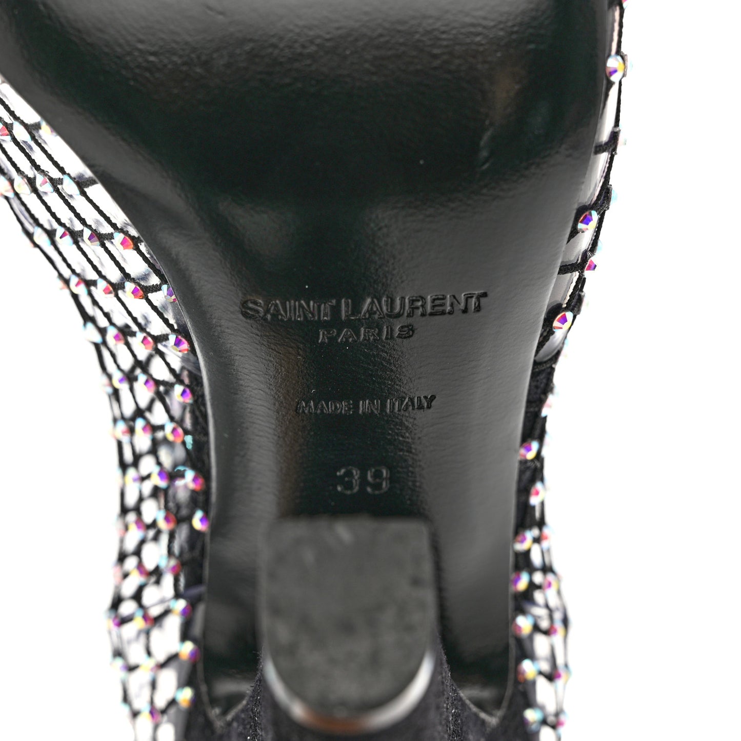 Mesh Crystal 68 Knee High Boots 39 Black