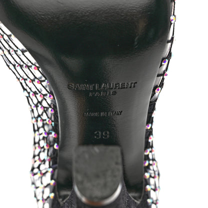 Saint Laurent Mesh Crystal 68 Knee High Boots 39 Black 6 of 8