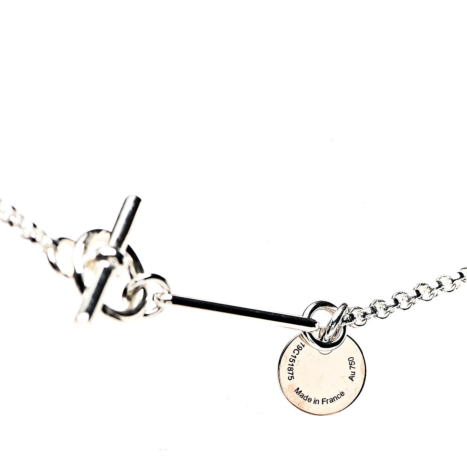 Hermes Sterling Silver 18K Rose Gold GM Ex-Libris Long Pendant Necklace 5 of 5