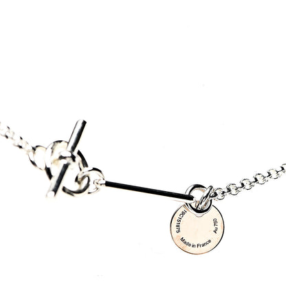 Hermes Sterling Silver 18K Rose Gold GM Ex-Libris Long Pendant Necklace 5 of 5