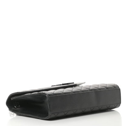 Saint Laurent Grain De Poudre Textured Mixed Matelasse Triquilt Medium Monogram Satchel Black 4 of 13