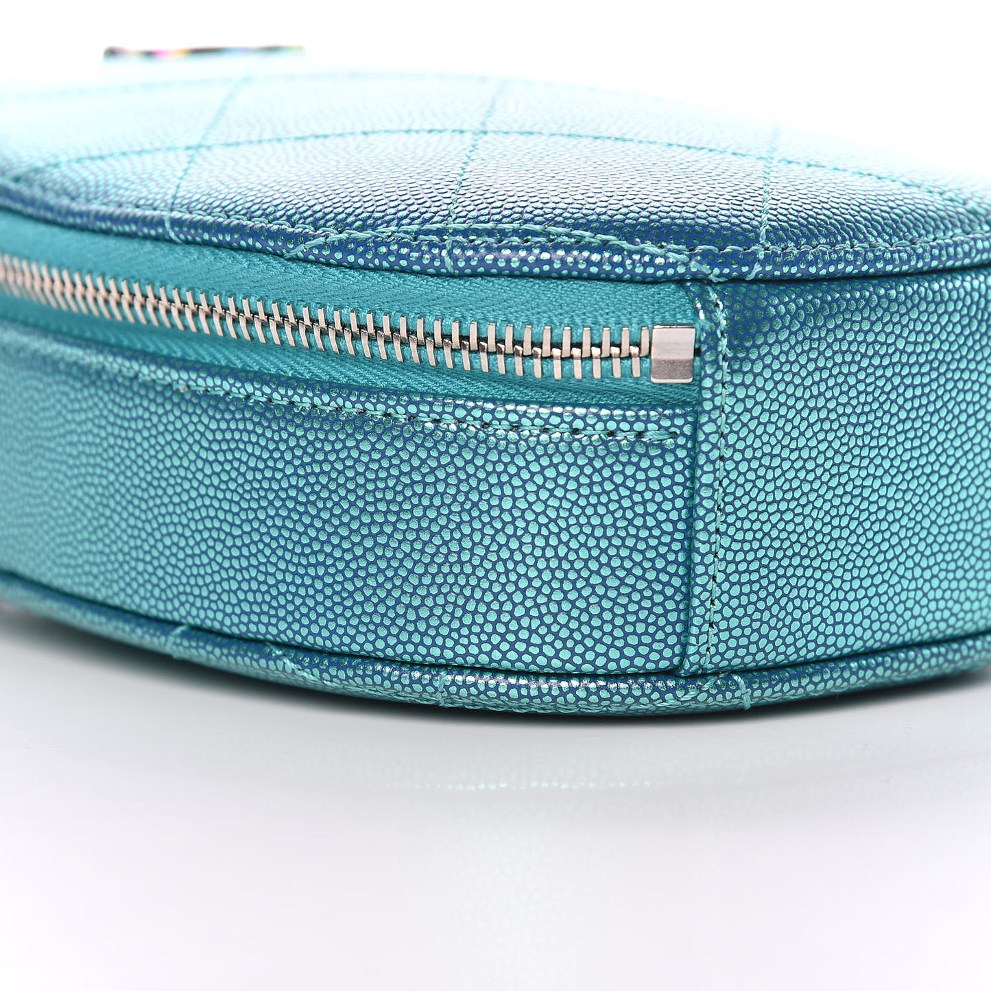 Metallic Caviar Quilted Camera Case Blue