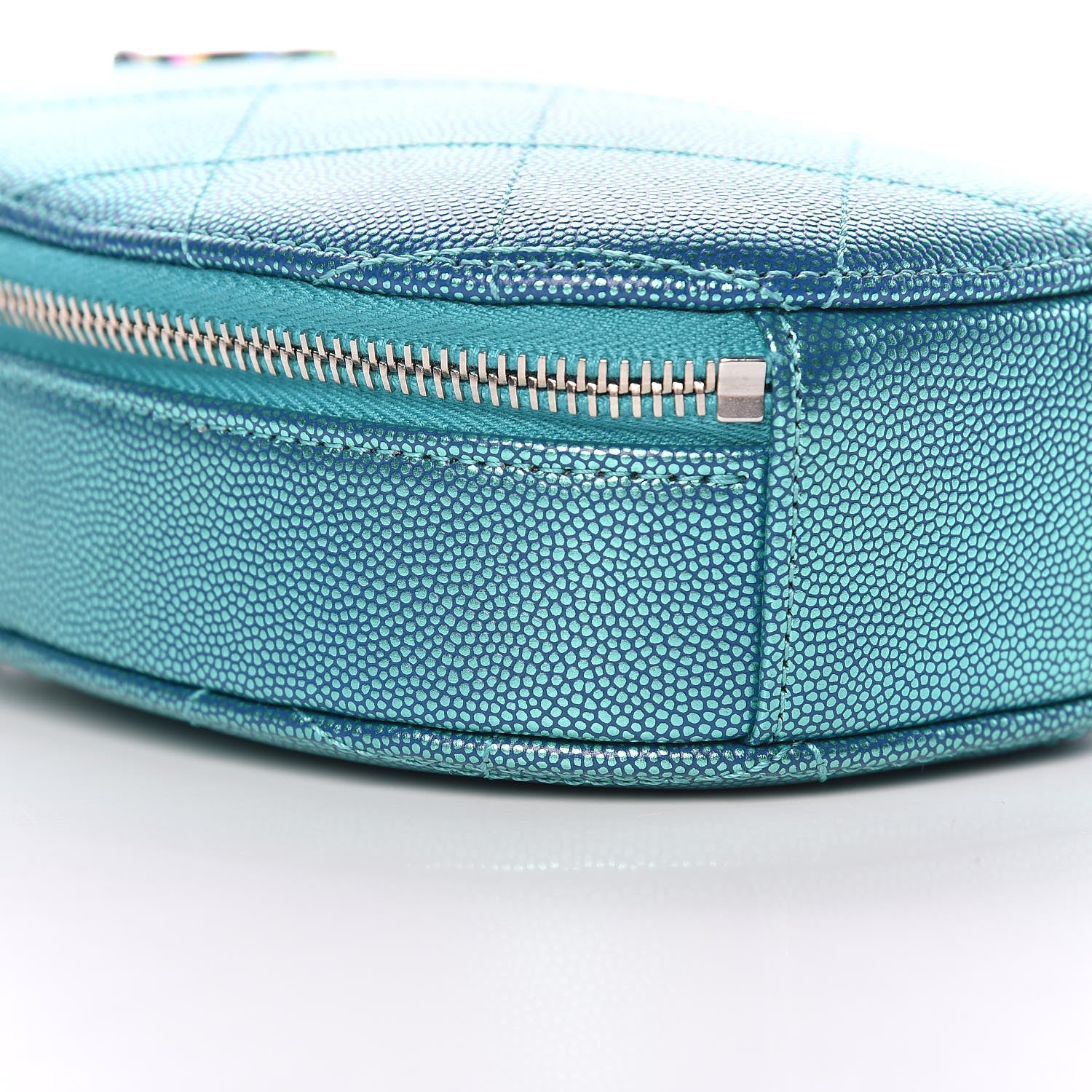 Chanel Metallic Caviar Quilted Camera Case Blue 8 of 10