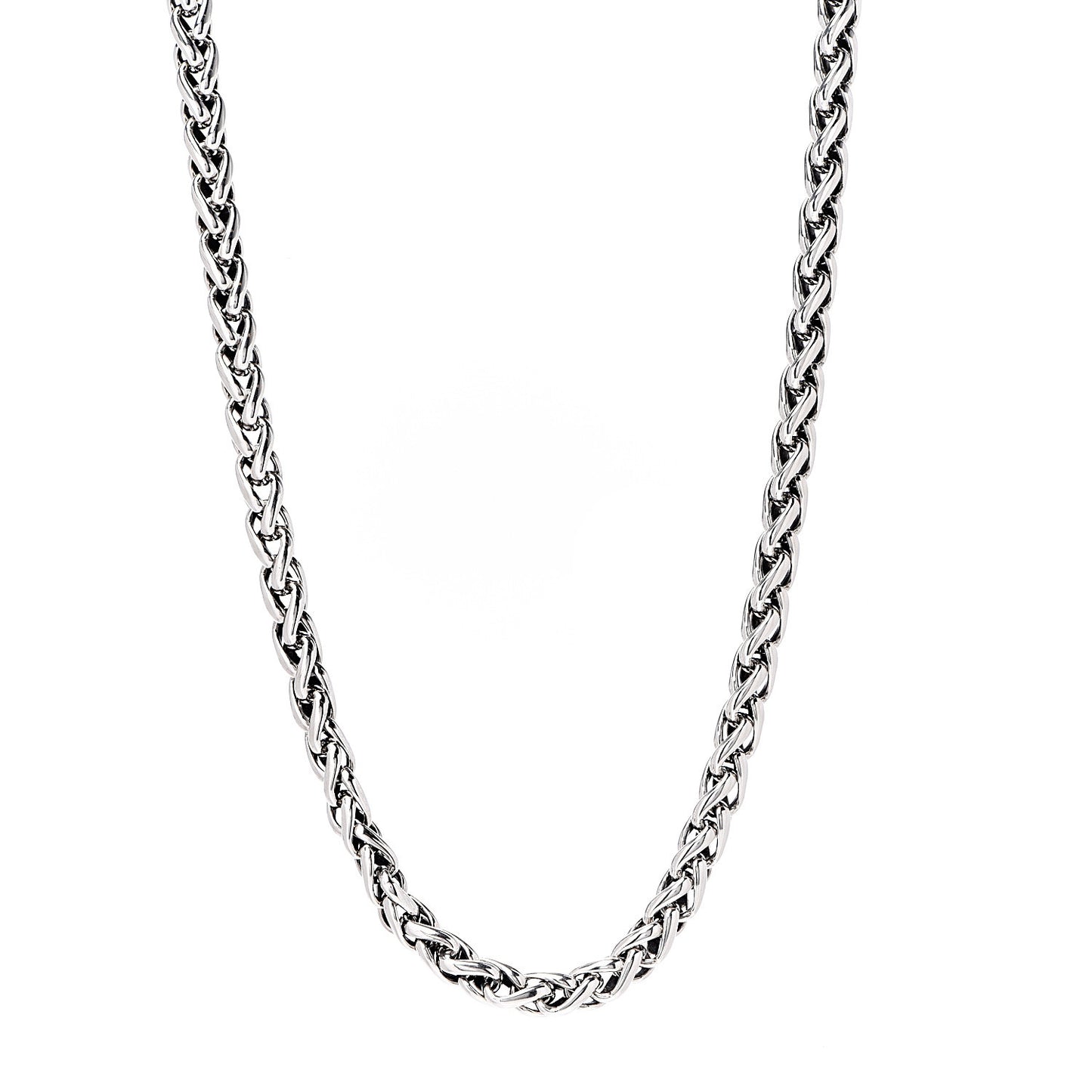 Sterling Silver 14K Yellow Gold 6mm Wheat Chain Necklace