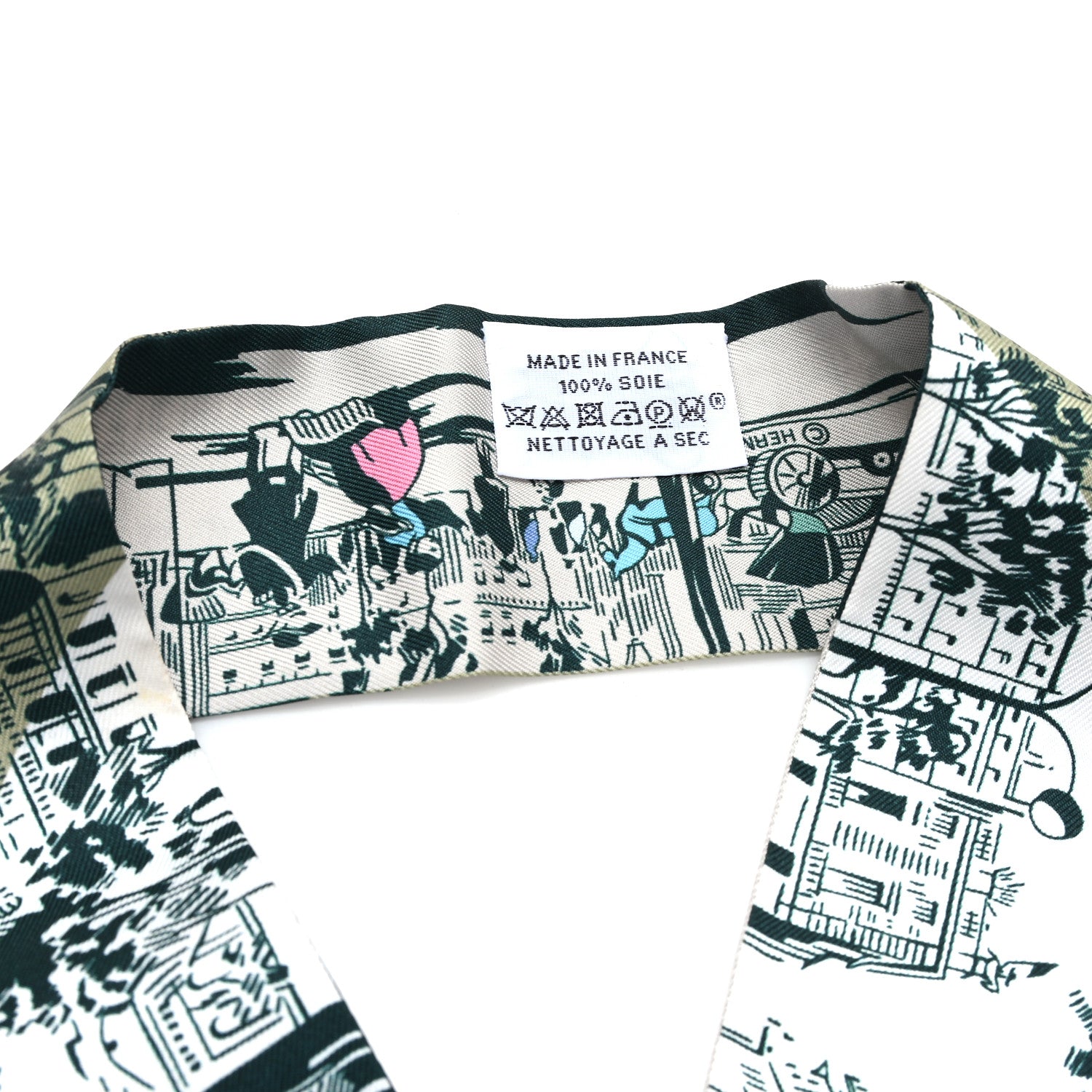 Hermes Silk A l'Ombre des Boulevards Twilly White Vert Gray 3 of 3