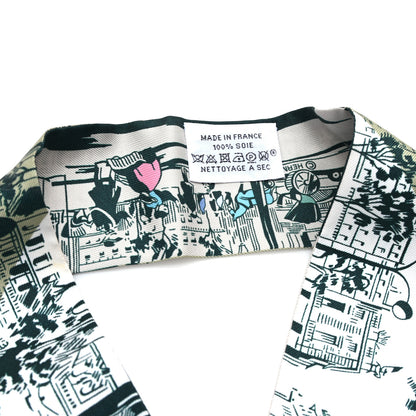 Hermes Silk A l'Ombre des Boulevards Twilly White Vert Gray 3 of 3