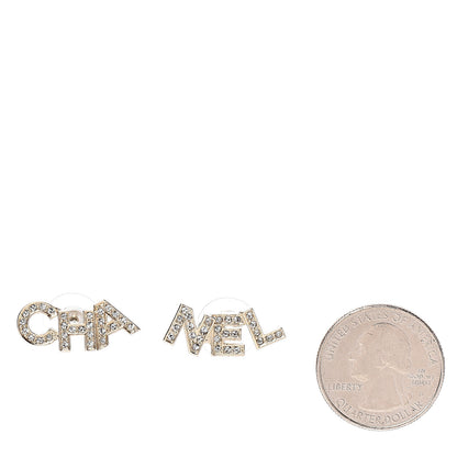 Chanel Crystal Pearl Signature Stud Earrings Gold 2 of 5