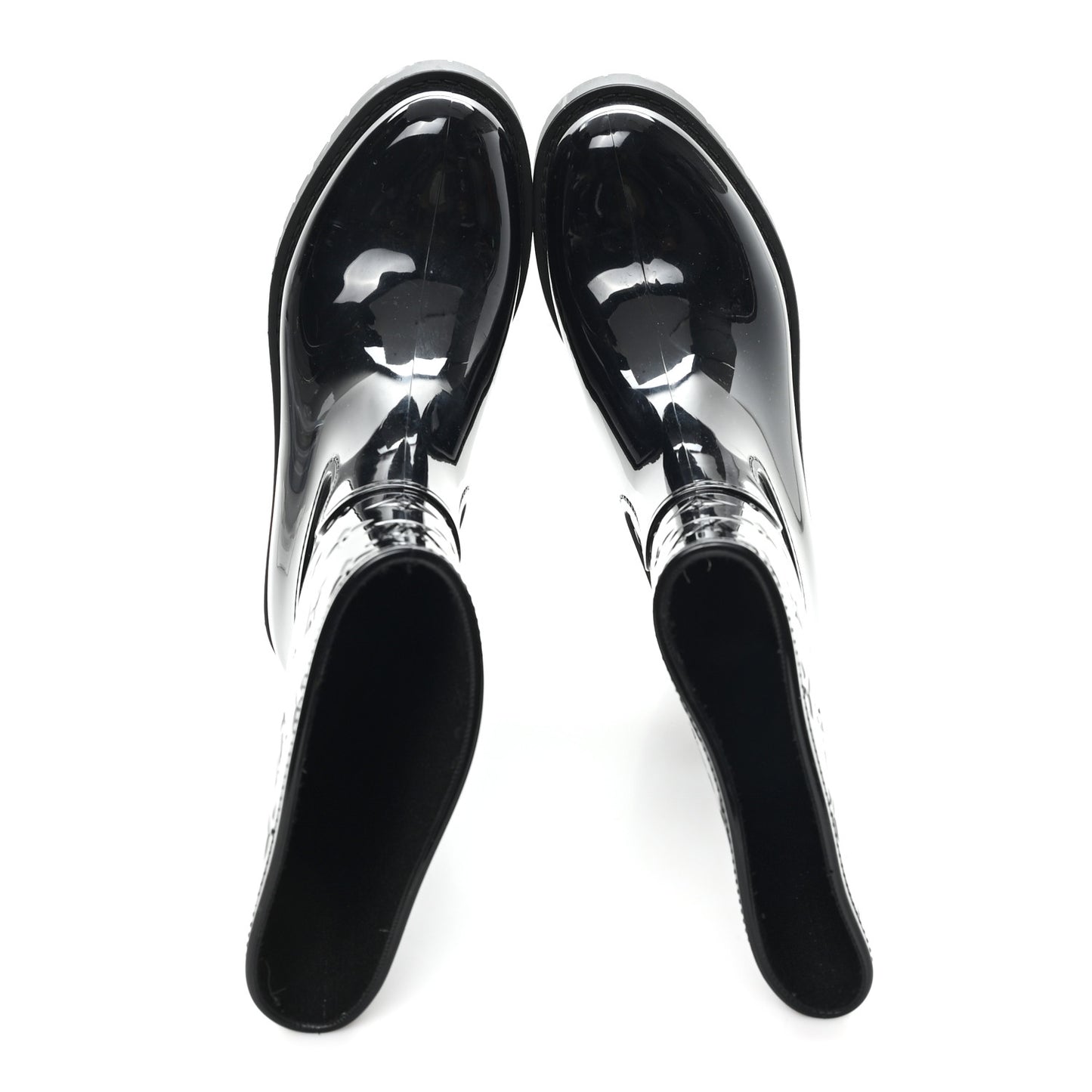 Rubber Embossed Monogram Drops Flat Half Boots 38 Black