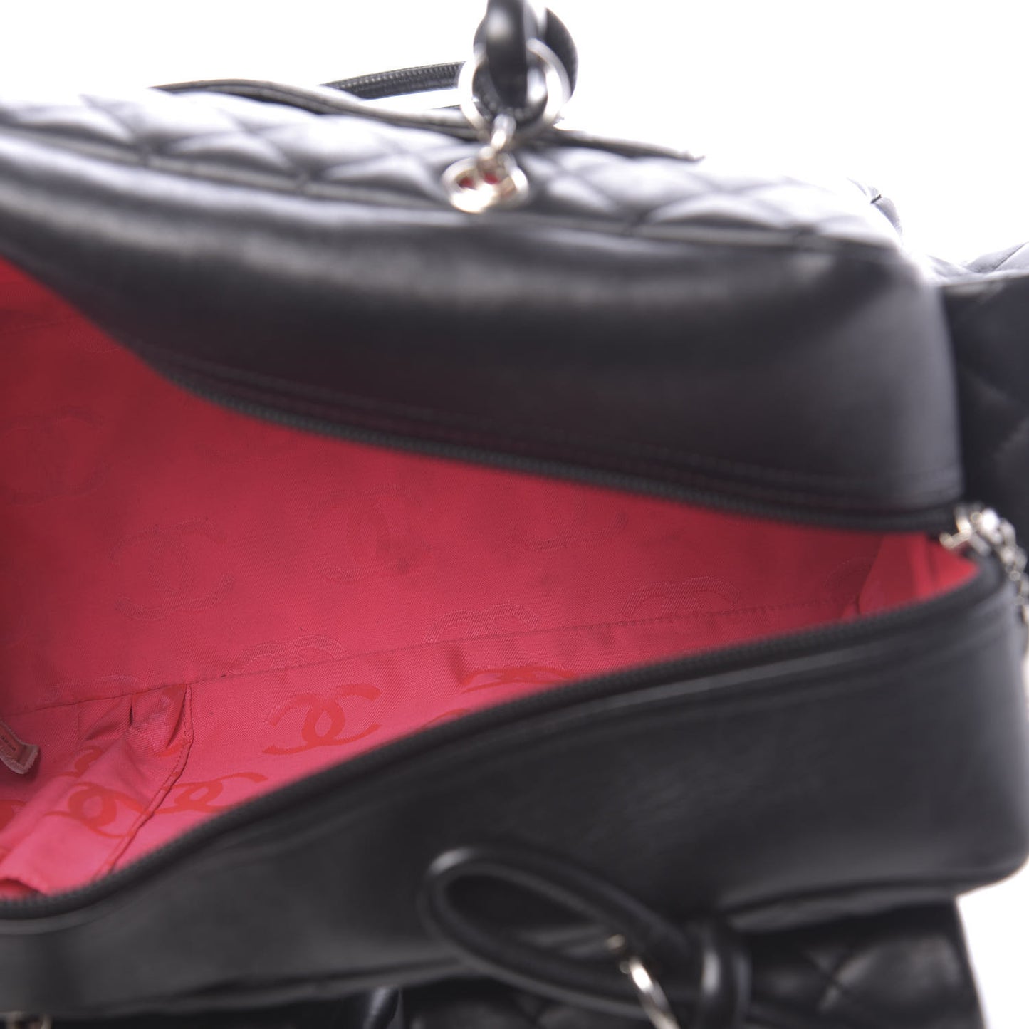 Calfskin Quilted Large Cambon Multipocket Reporter Black