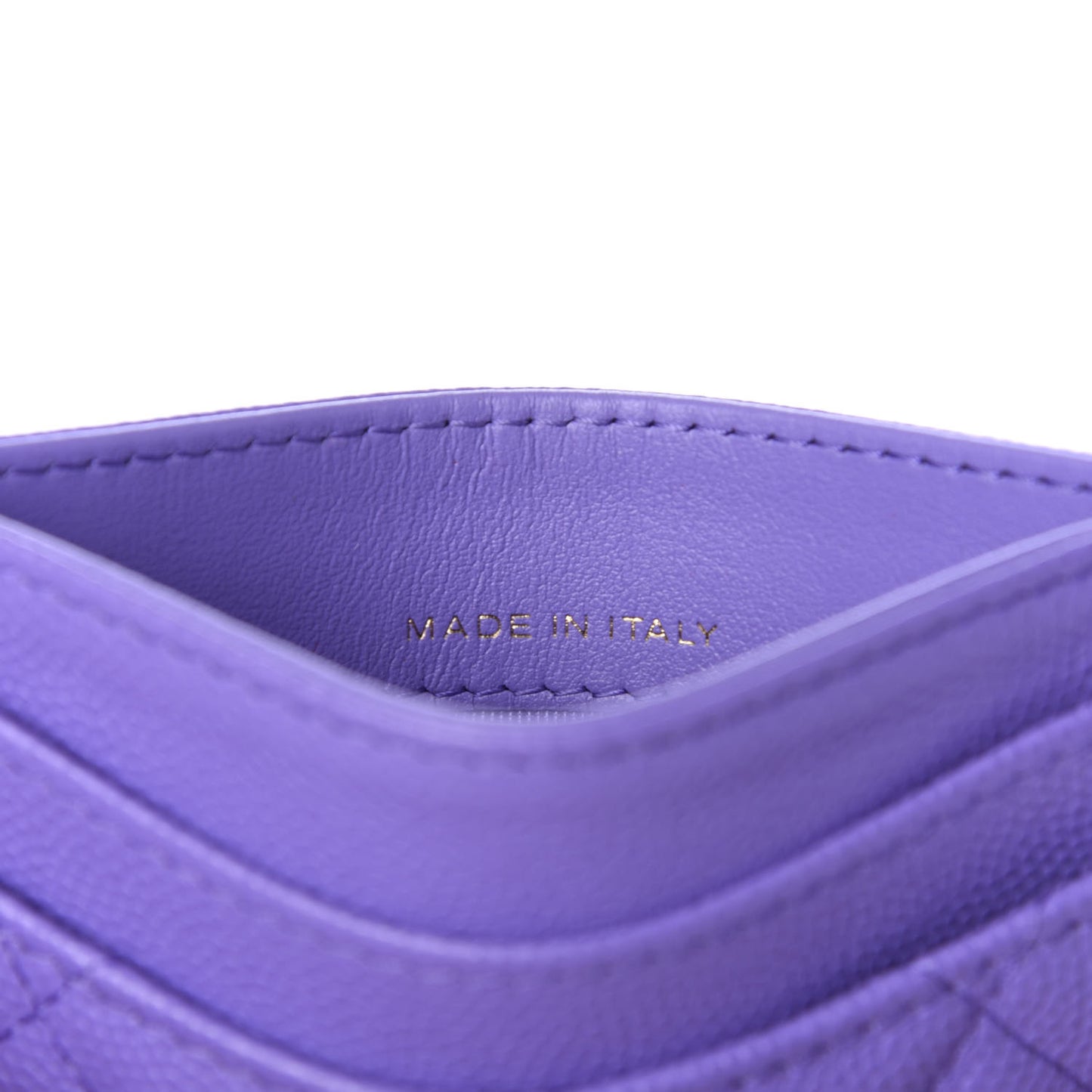 Caviar Quilted Card Holder Purple