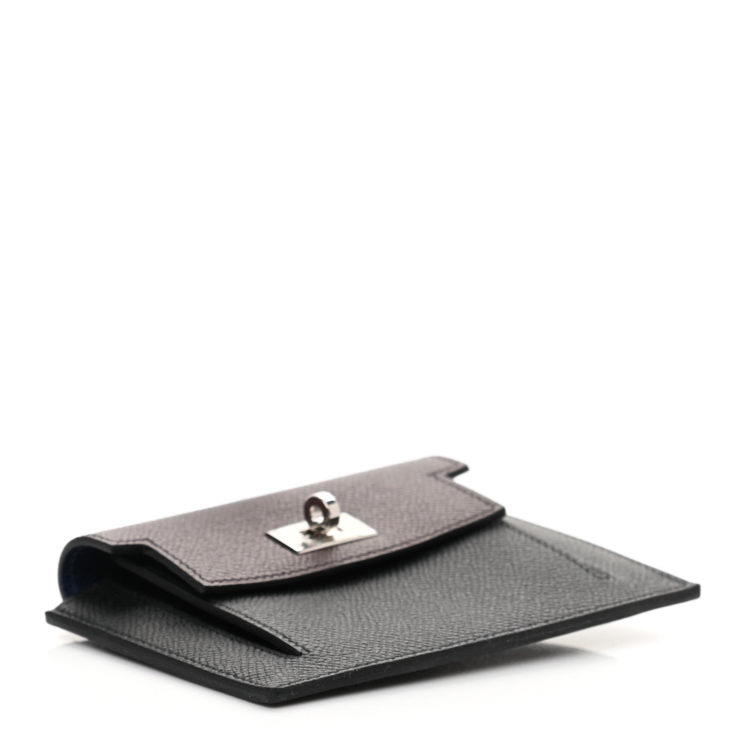 Hermes Epsom Tri-Color Kelly Pocket Compact Wallet Rouge Sellier Black Bleu Saphir 4 of 9