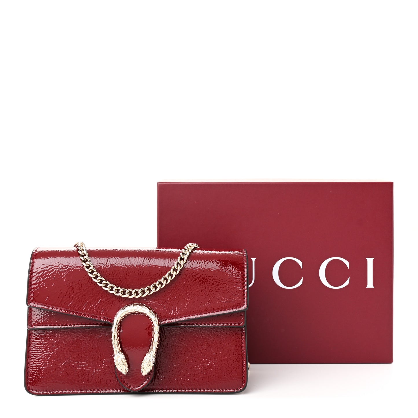 Crinkled Patent Super Mini Dionysus Shoulder Bag Rosso Ancora Red