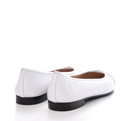 Chanel Lambskin Cap Toe Ballerina Flats 40.5 White Black 4 of 10