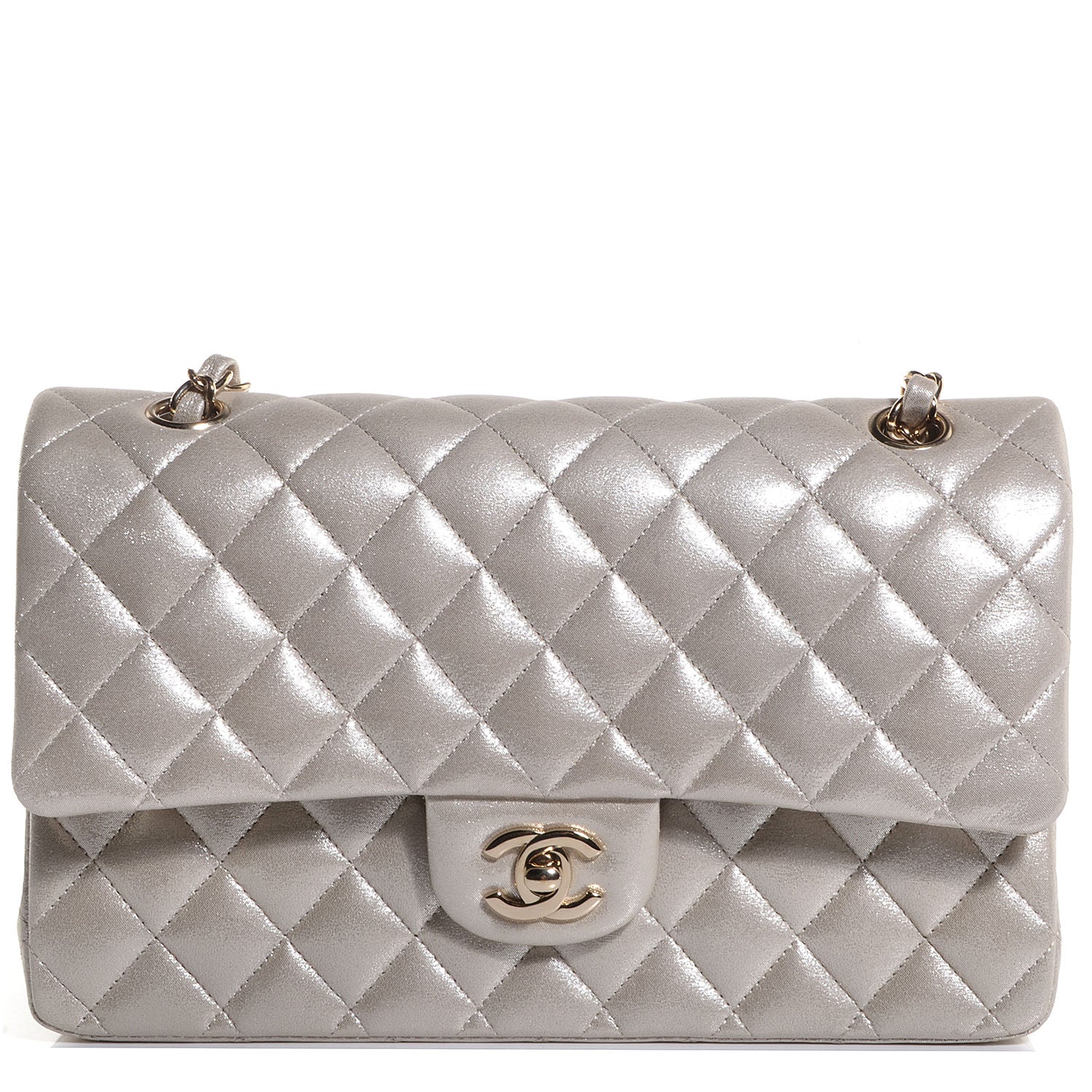 Chanel Iridescent Calfskin Medium Double Flap Light Gold 1 of 8