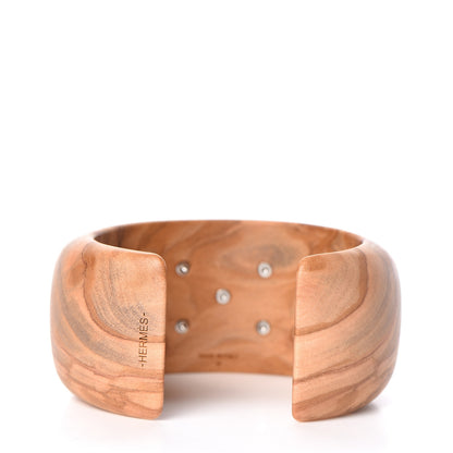 Hermes Olive Wood Medor Cuff Bracelet M 3 of 6