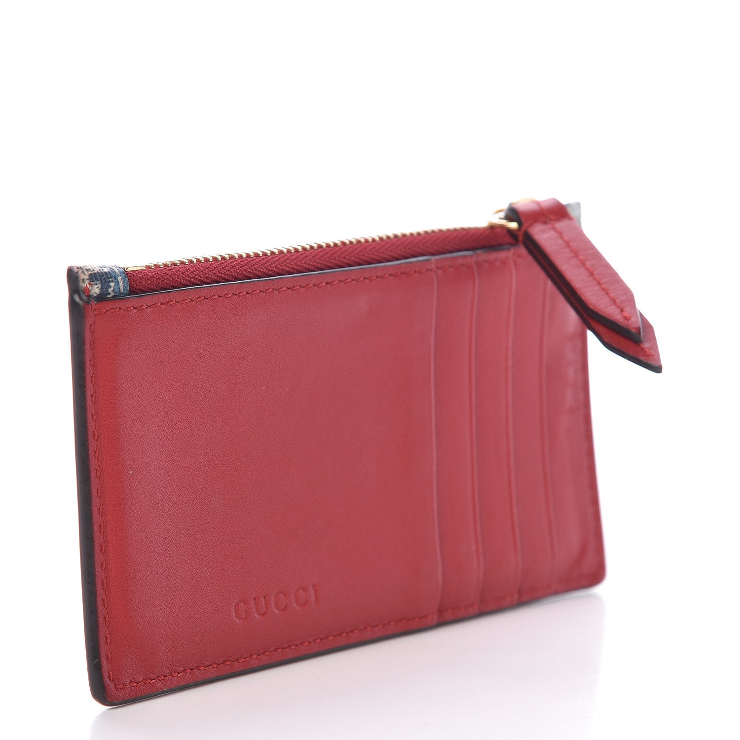 Gucci GG Supreme Monogram Blooms Coin Case Card Holder Beige Blue Navy Hibiscus Red 3 of 11
