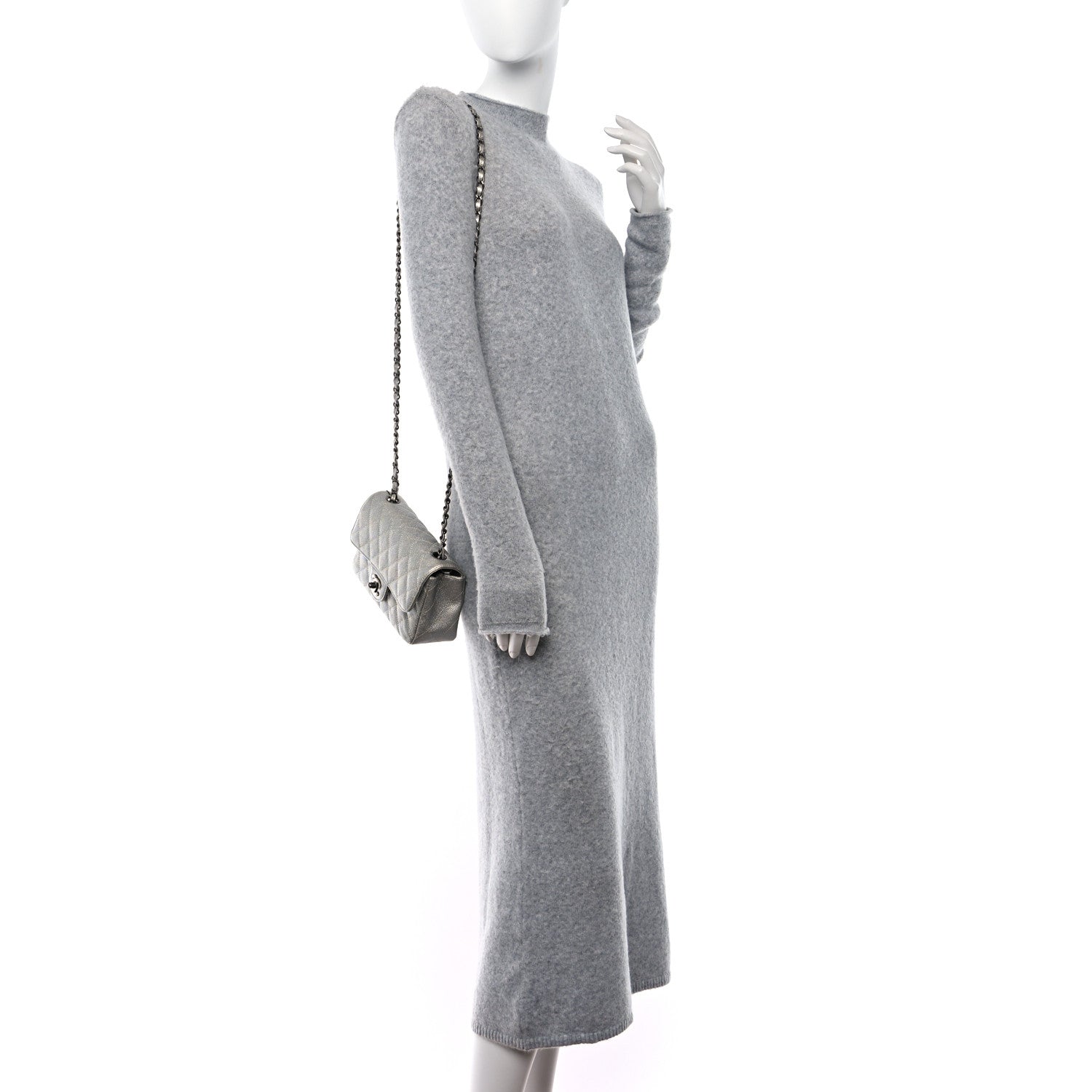 Chanel Metallic Caviar Quilted Mini Rectangular Flap Silver 2 of 10