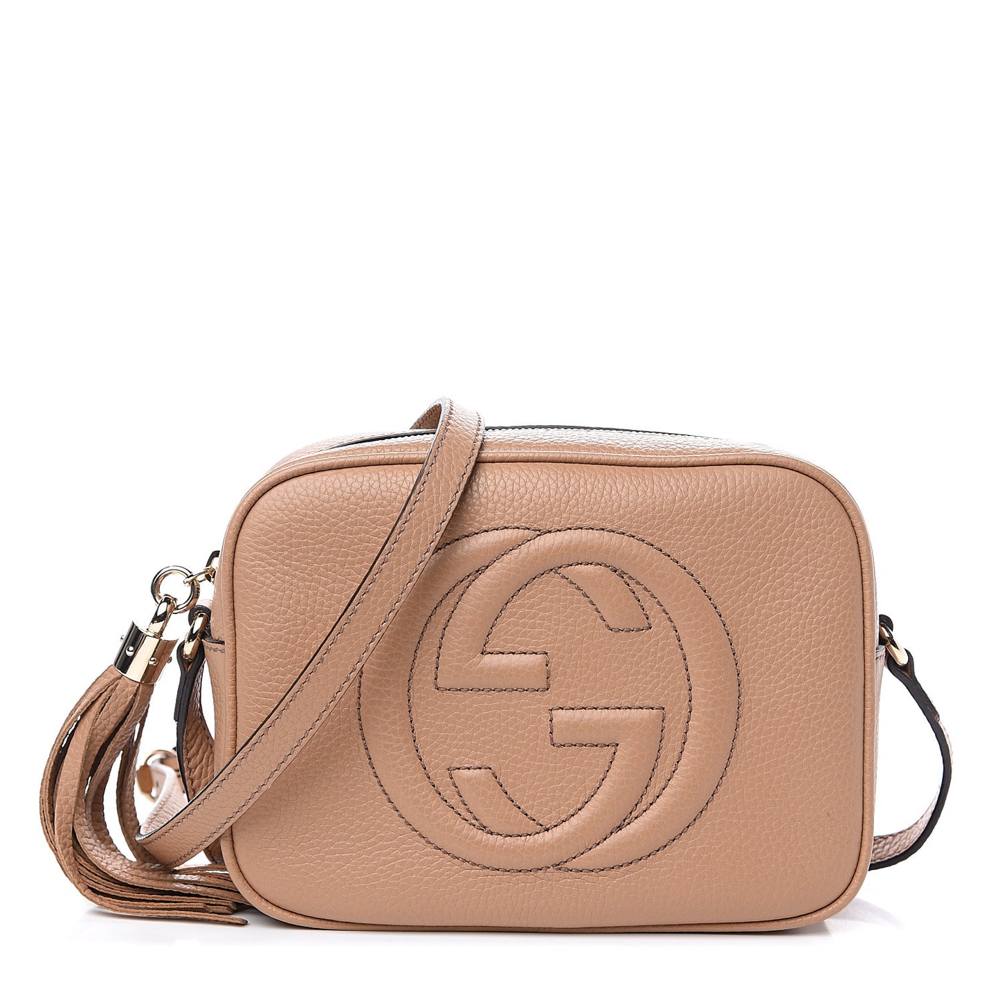 Pebbled Calfskin Small Soho Disco Bag Rose Beige