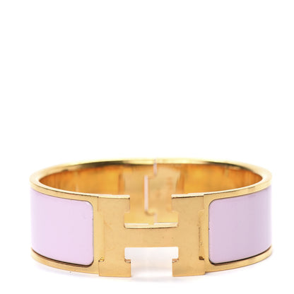 Hermes Enamel Wide Clic Clac H Bracelet PM Rose Dragee 1 of 3