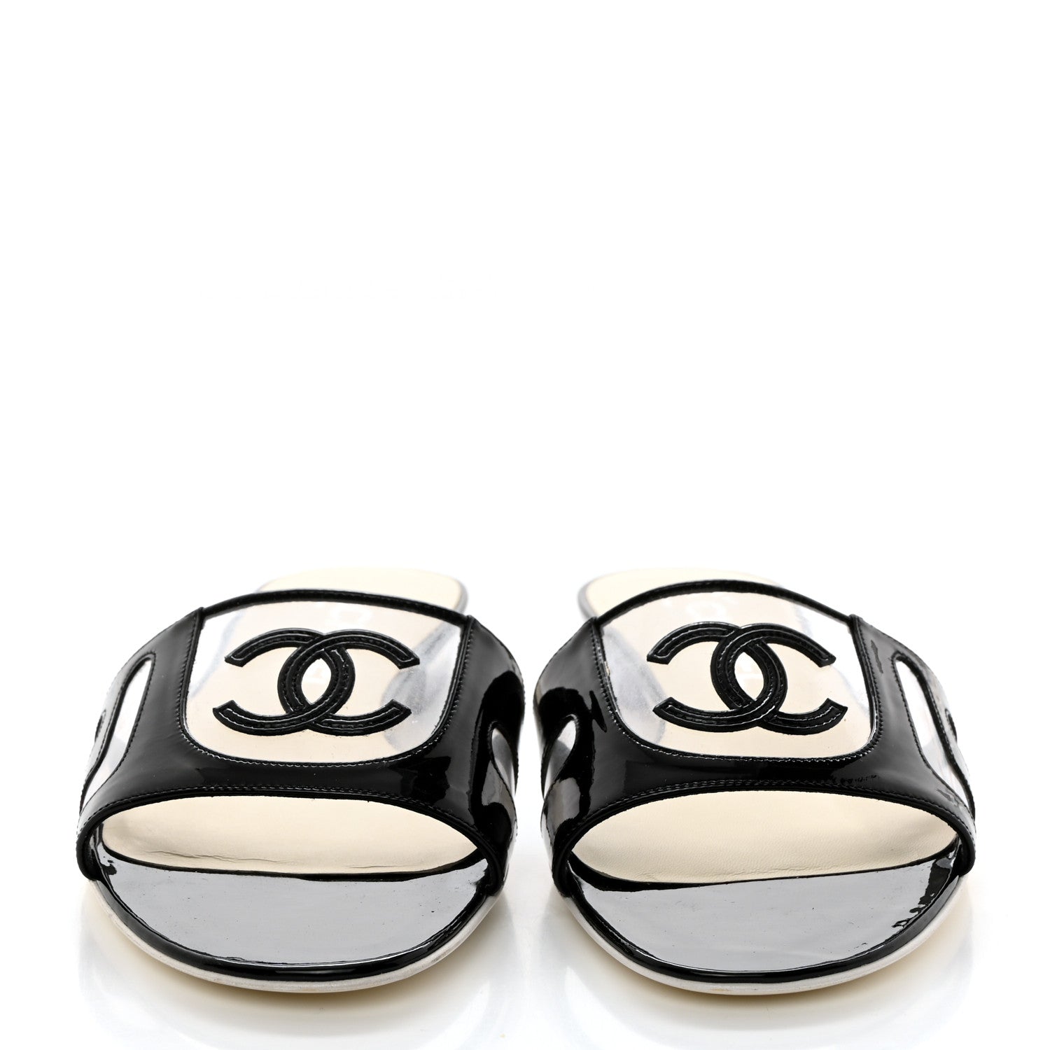 Chanel PVC Patent Leather CC Slides 37 Black 2 of 9