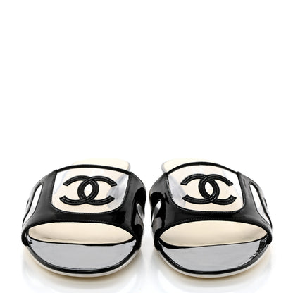 Chanel PVC Patent Leather CC Slides 37 Black 2 of 9