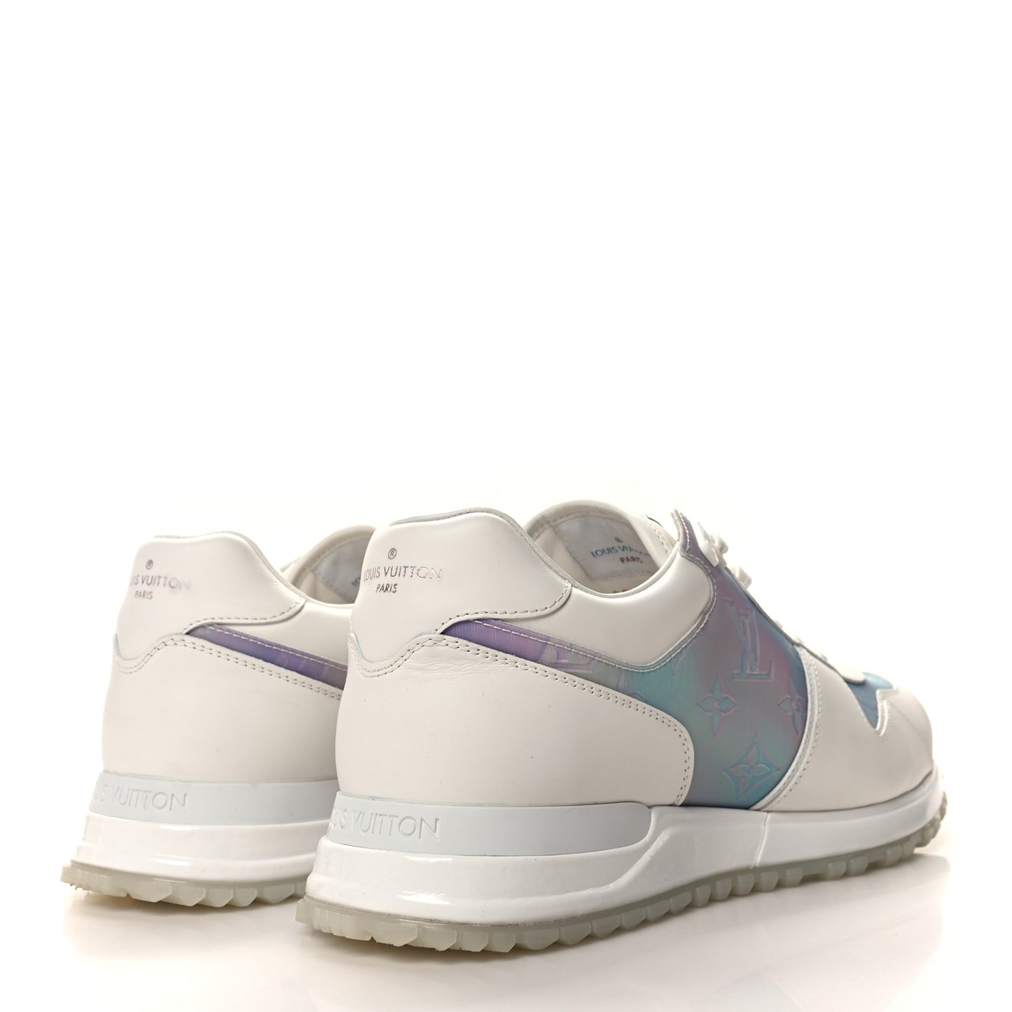 Iridescent Textile Monogram Calfskin Mens Run Away Sneakers 7 White