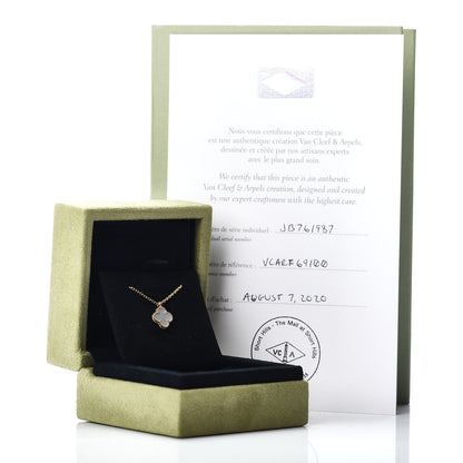 Van Cleef & Arpels 18K Yellow Gold Mother of Pearl Sweet Alhambra Pendant Necklace 5 of 5