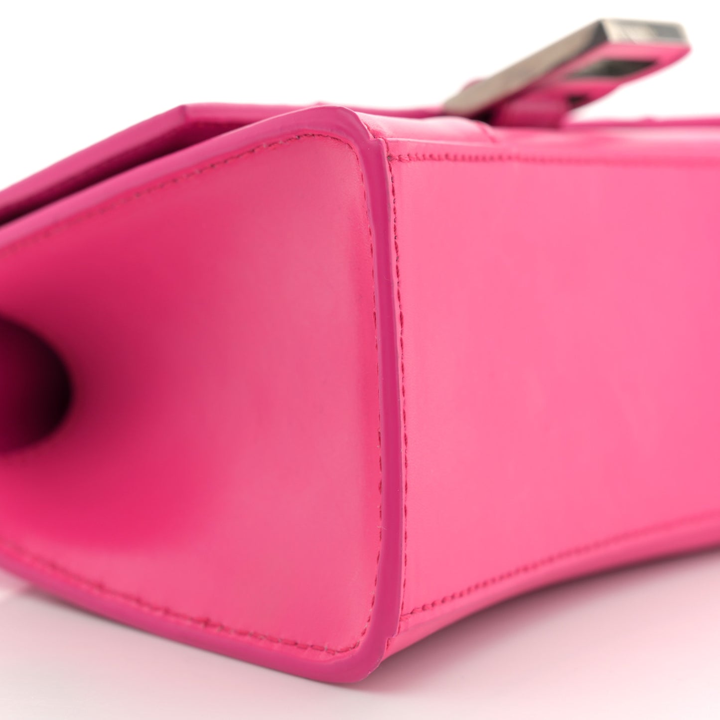 Shiny Box Calfskin Hourglass Top Handle Bag XS Acid Fuchsia