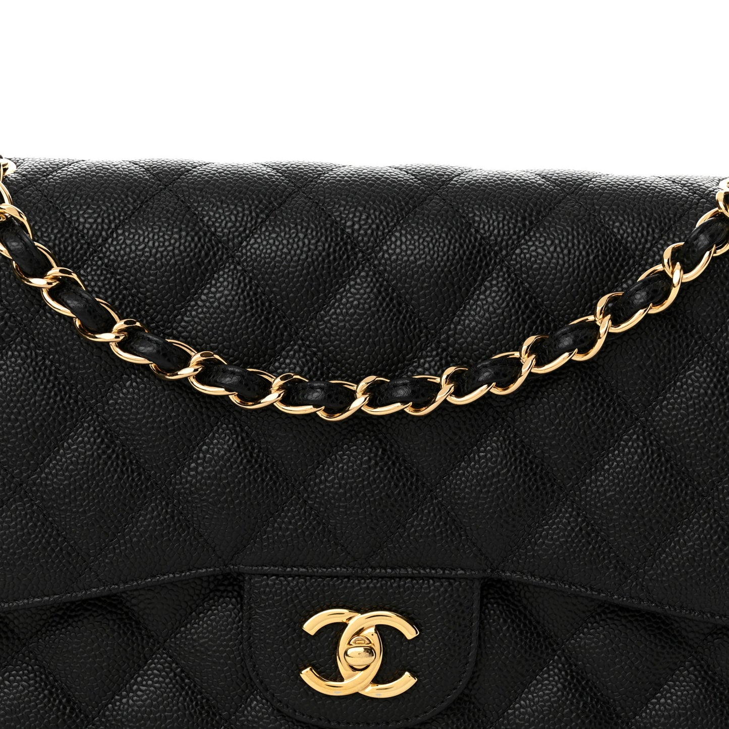 Caviar Quilted Jumbo Double Flap Black