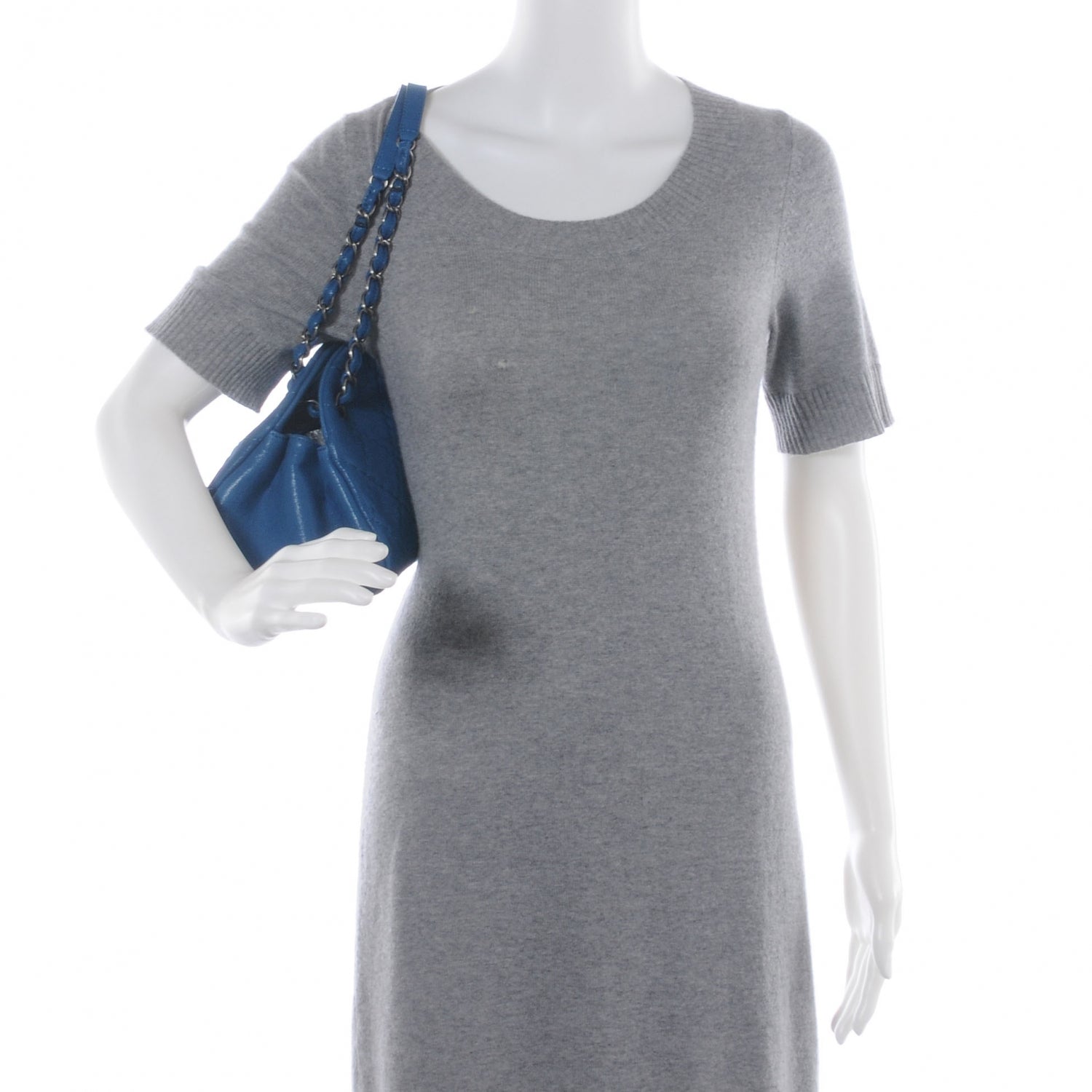 Chanel Iridescent Calfskin Medium Just Mademoiselle Bowler Blue 2 of 7