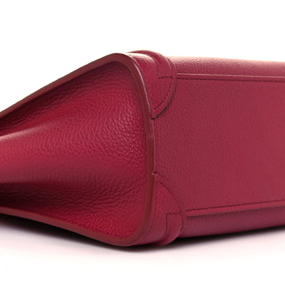 Celine Drummed Calfskin Nano Luggage Rasberry 9 of 10
