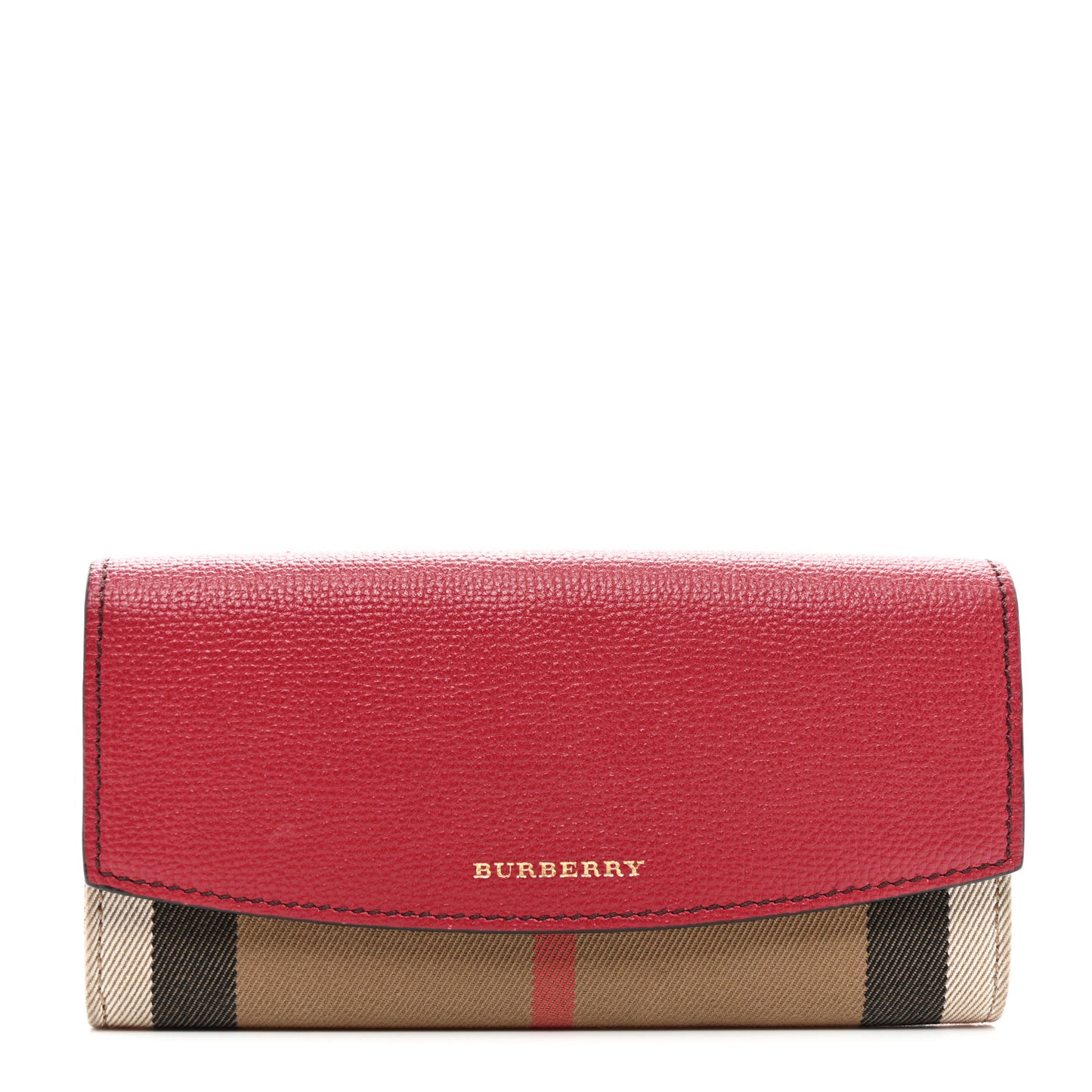 Grainy Calfskin Horseferry Check Porter Continental Wallet Russet Red