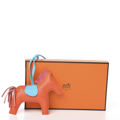 Hermes Milo Lambskin Grigri Rodeo Horse Bag Charm GM Feu Celeste Bleu Rose Azalee 4 of 4