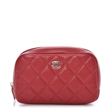 Chanel Caviar Quilted Small Curvy Pouch Cosmetic Case Pink 1 of 8
