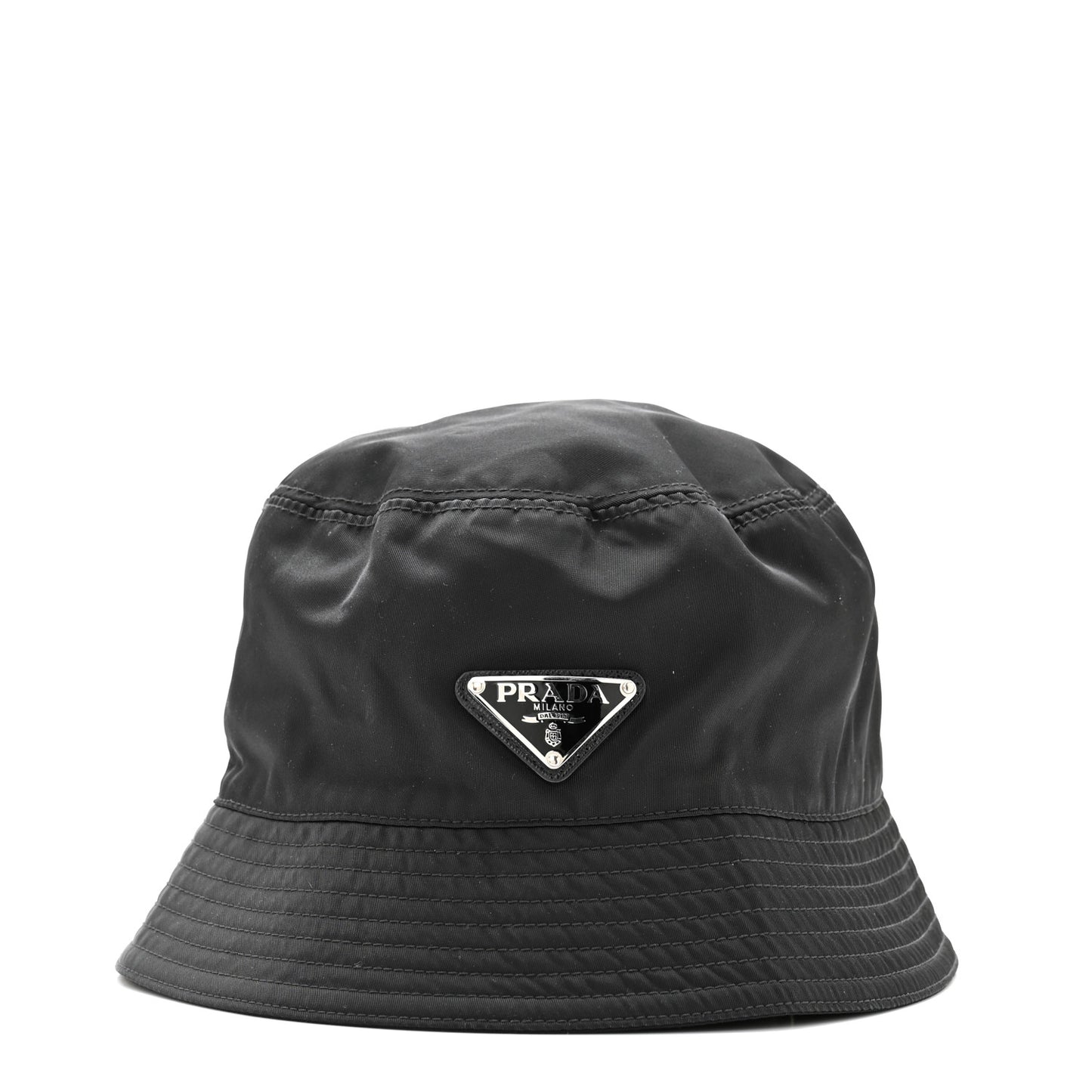 Re-Nylon Metal Triangle Logo Womens Bucket Hat S Black