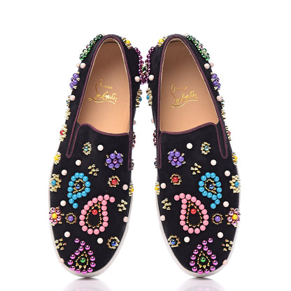 Christian Louboutin Velvet Beaded Candy Boat Flats 38.5 Black 11 of 12