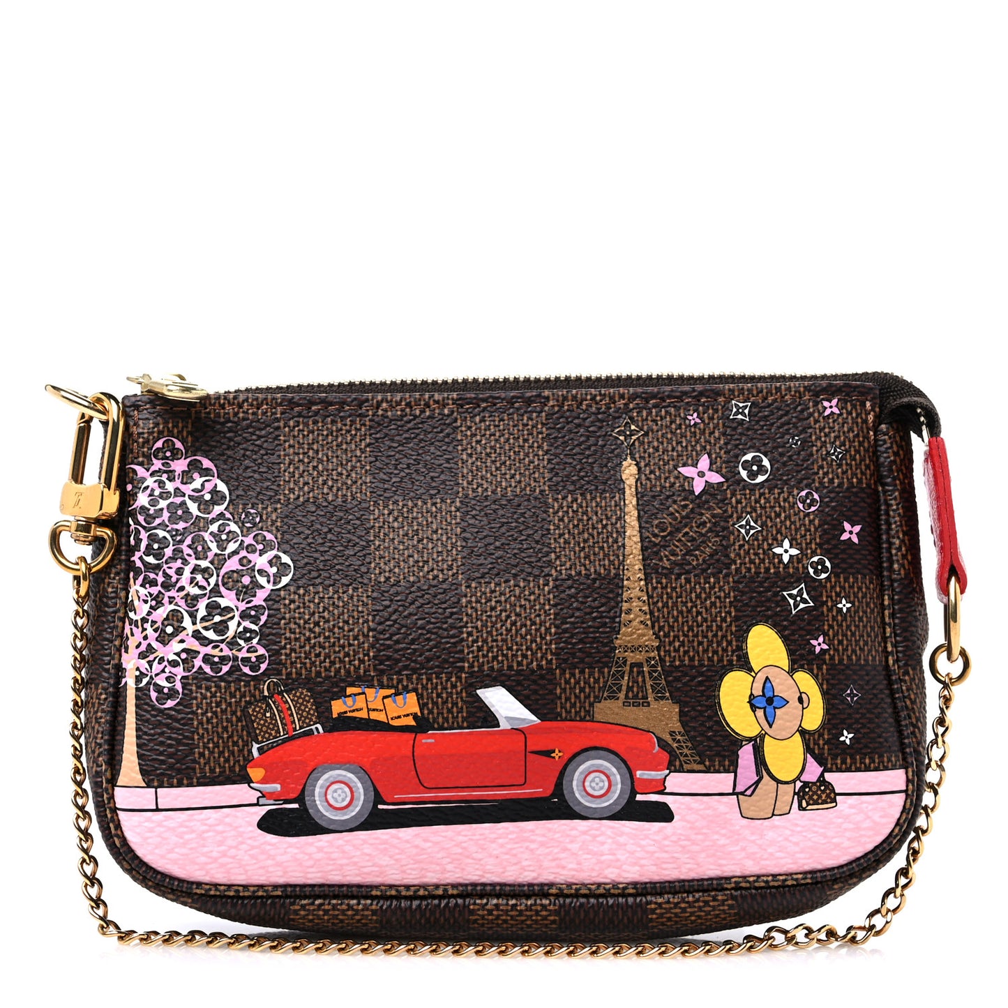 Damier Ebene 2019 Christmas Animation Mini Pochette Accessories Red
