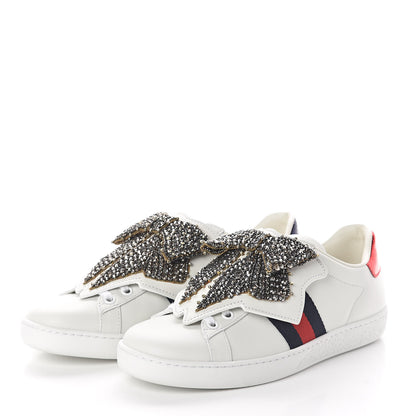 Gucci Calfskin Ayers Web Womens Ace Bow Lace Sneakers 36 White 3 of 7