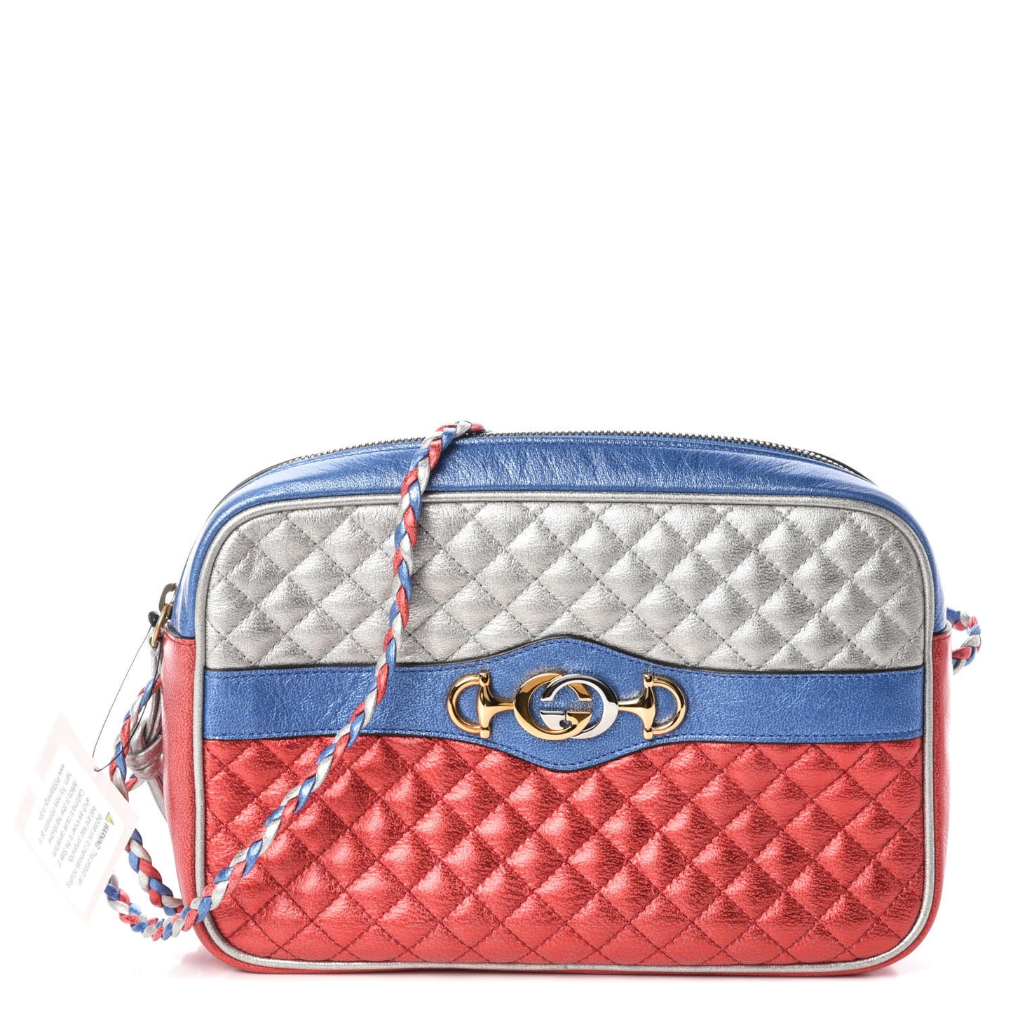 Laminated Nappa Trapuntata Small Zumi Shoulder Bag Rosso Marine Argento