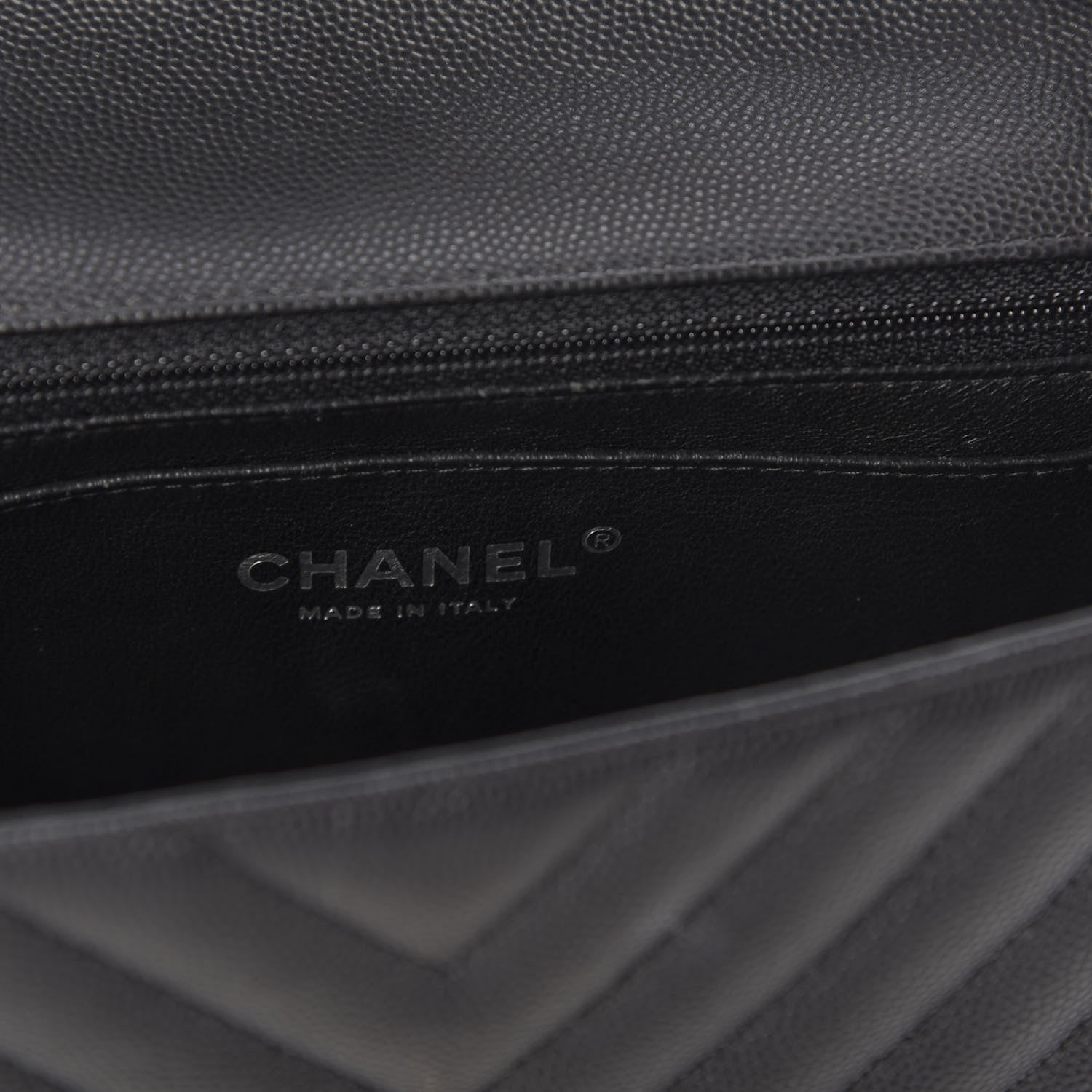 Chanel Caviar Chevron Quilted Mini Rectangular Flap Black 6 of 10
