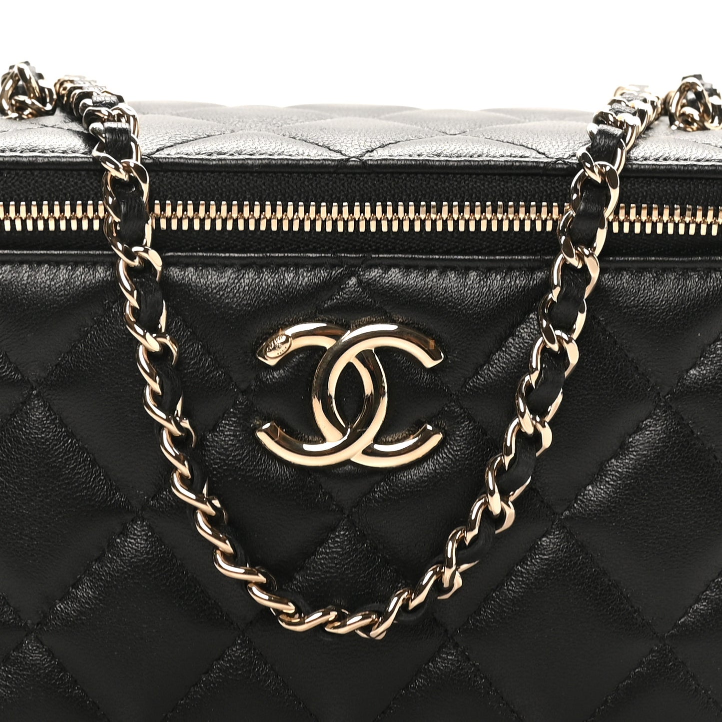 Lambskin Quilted Small CC Vanity Case Black
