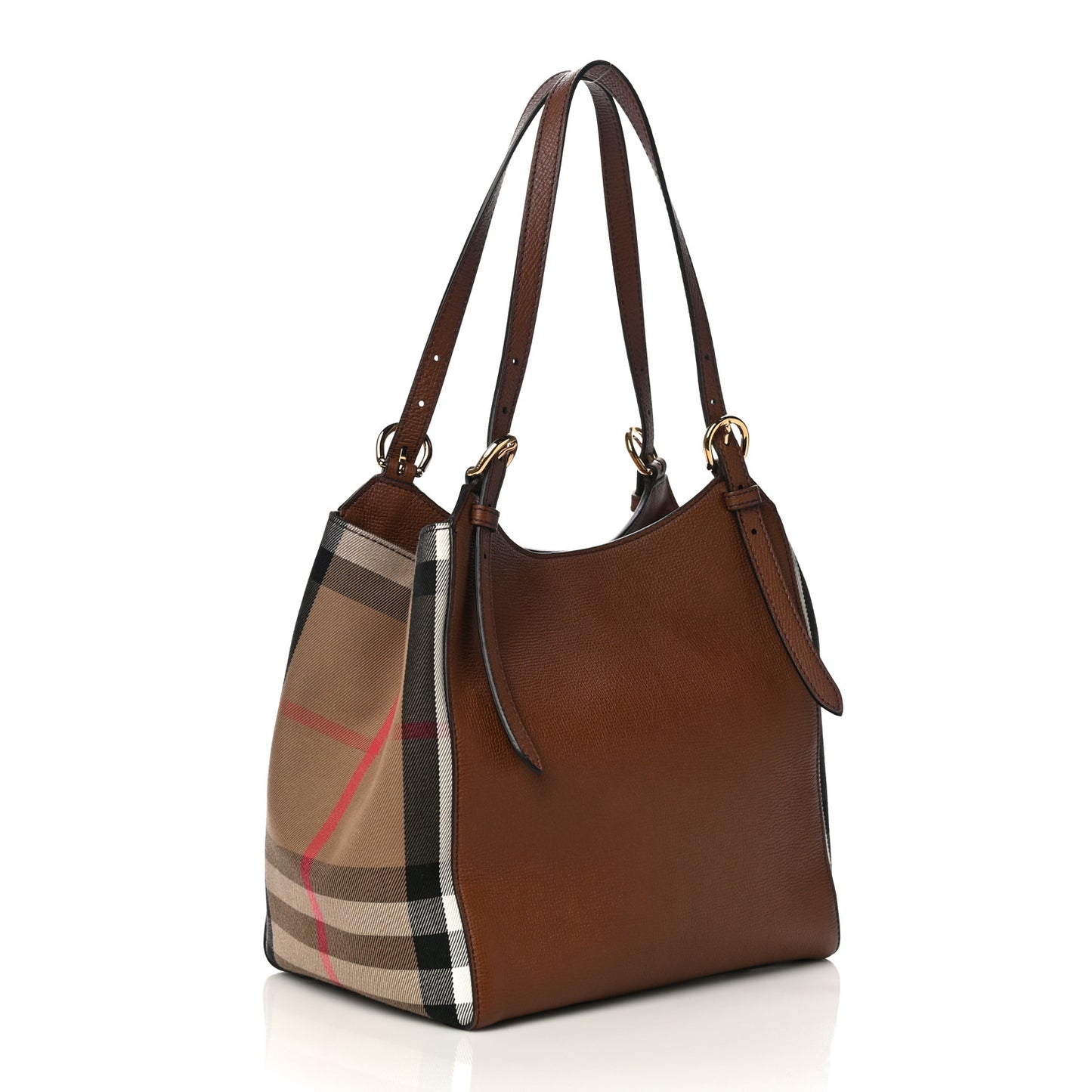 Grainy Calfskin House Check Small Canterbury Tote Tan
