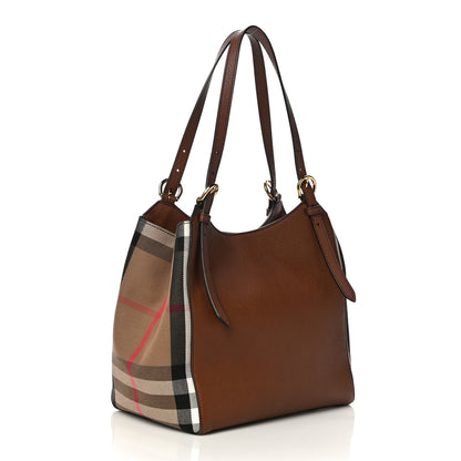 Burberry Grainy Calfskin House Check Small Canterbury Tote Tan 3 of 9