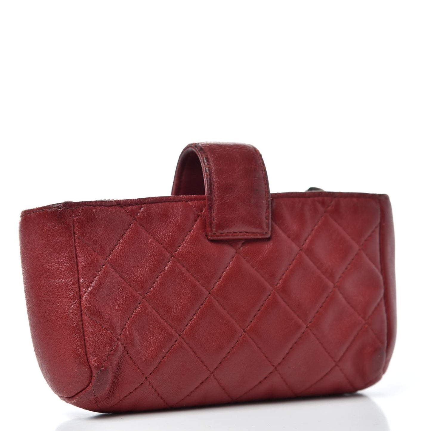Lambskin Quilted Mini Phone Holder Clutch Red
