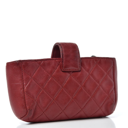 Chanel Lambskin Quilted Mini Phone Holder Clutch Red 3 of 6