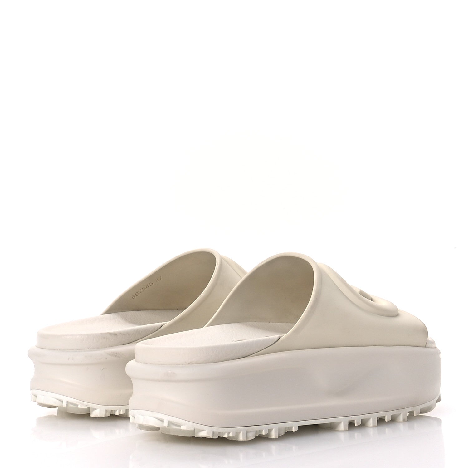Gucci Soft Rubber Womens Interlocking G Platform 42mm Slide Sandals 37 Off White 5 of 10