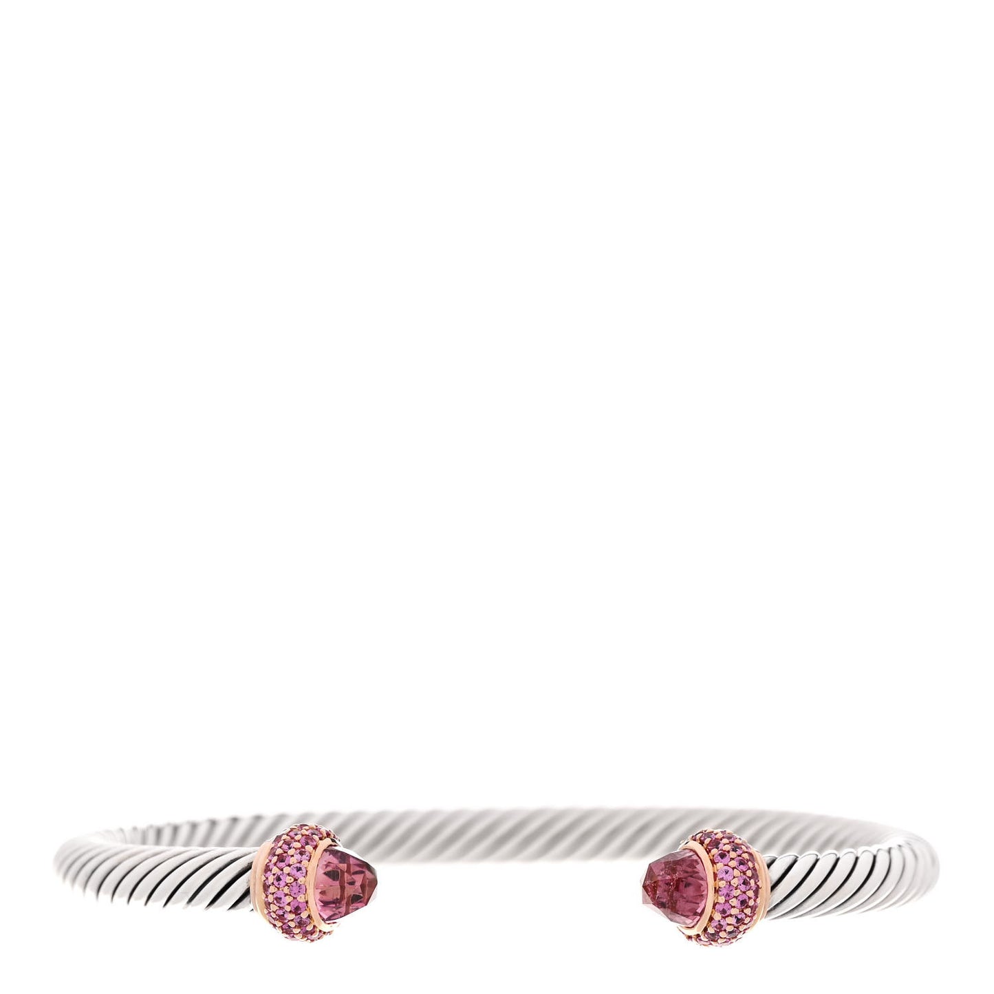 Sterling Silver 18K Rose Gold Pink Tourmaline Pink Sapphire 5mm Cable Classics Bracelet